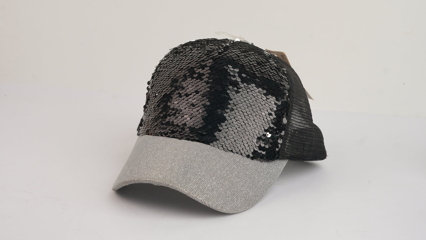 Black Sequin Cap