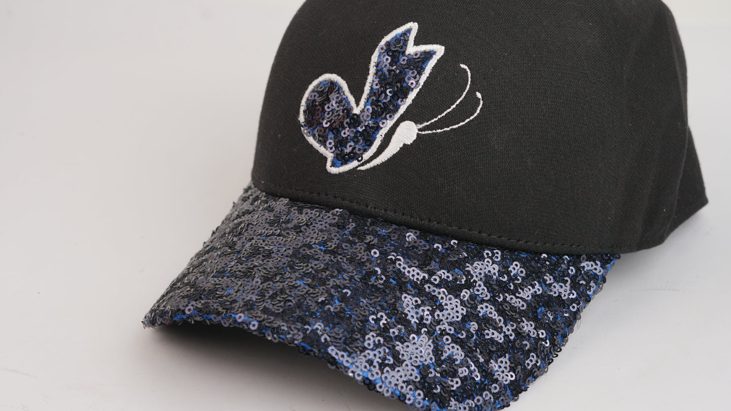Midnight Butterfly Sequin Cap