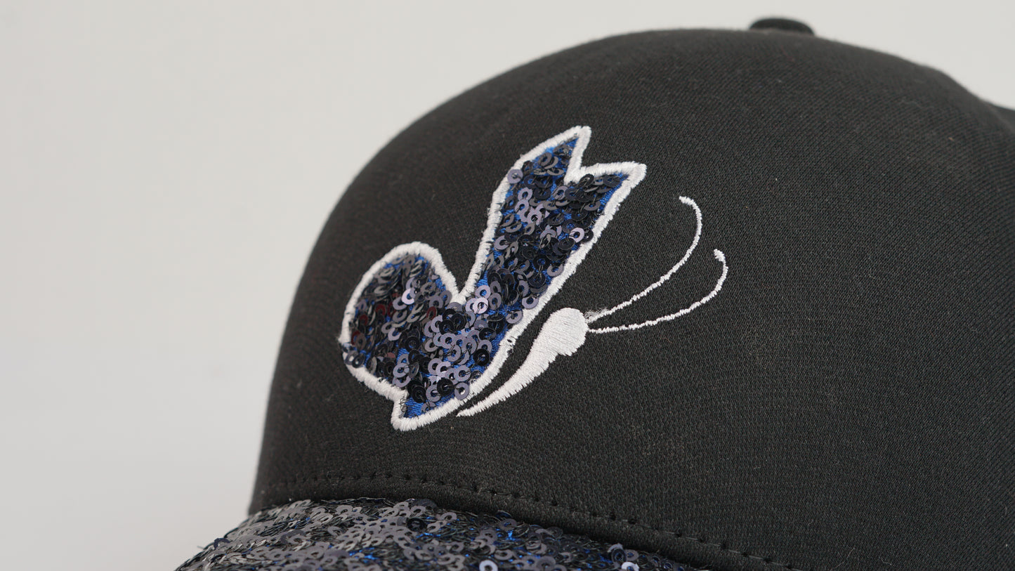 Midnight Butterfly Sequin Cap