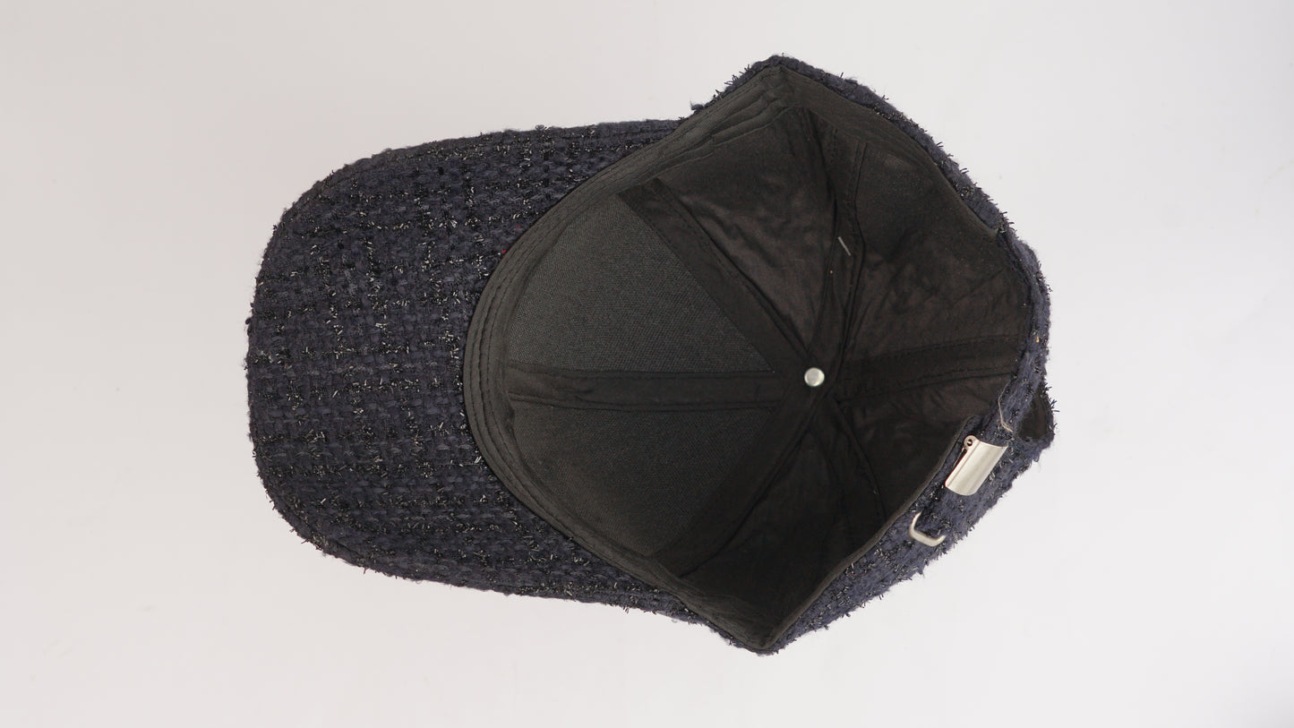 Navy Blue Bouclé Cap