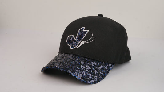 Midnight Butterfly Sequin Cap